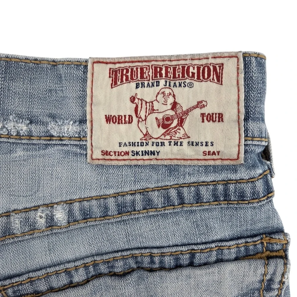 True Religion Skinny Fossil Silk Big T Jeans in Desperado Ride W/ Flaps Men's 33